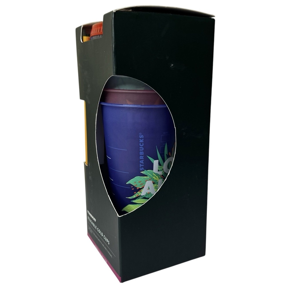 Stabucks Hawaii 2020 Collection 5 Set Reusable Cold Cup Tumblers 24oz With Straw - Picture 2 of 4